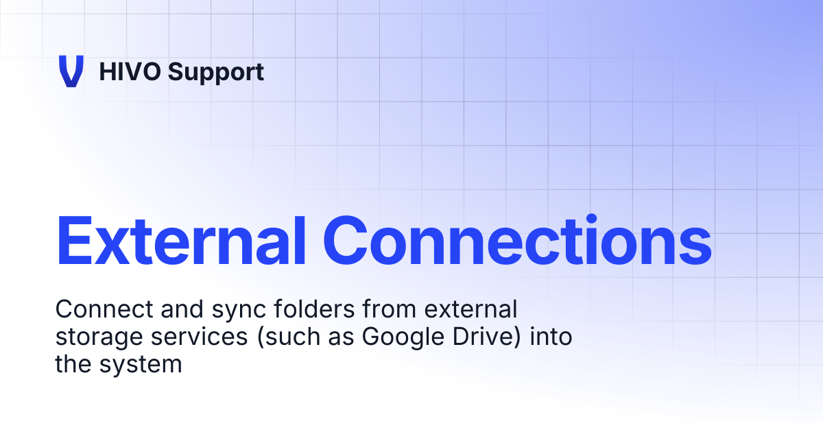 External Connections | HIVO Support